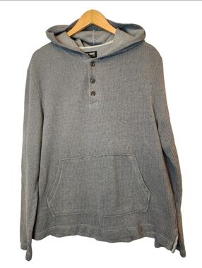 Line Of Trade Light Gray Hooded Waffle-Knit Pullover Hoodie Sz: L
